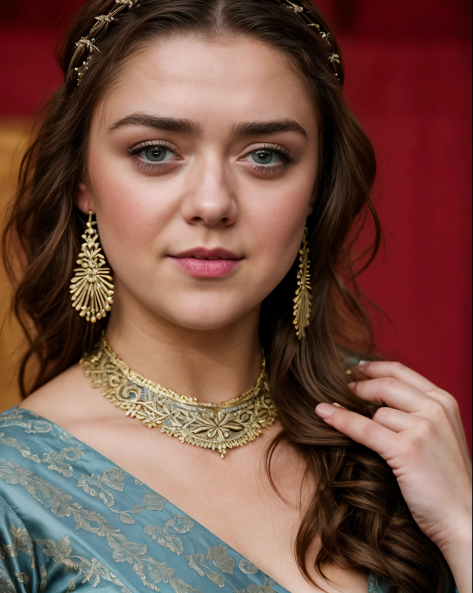 Foto RAW, Arya Stark, Stunning Beauty, Ravishing, Enchantress, Extremely gorgeous lady, Arya Stark PLAYED BY MAISIE WILLIAMS, Queen Arya Stark, she a mature woman now, milf, sexy mediaeval battle dress, gladiator woman, body, 40 years old Woman, Roman slave dress, cotton dress, busty mediaeval costumes, body revealing costumes, perky breast, big natural breast, erotic costumes, lusty physique, seductive figure can capture every people's attention, Game of thrones costumes, revealing captivating figure, Mediaeval costumes, revealing clothes, A tomboy, she would rather fence than dance, warrior queen , game of thrones screen caps, Game of Thrones Series, (pele altamente detalhada: 1.2), 8k UHD, DSLR, soft-lighting, alta qualidade, grain of film, Fujifilm XT3, flawless picture, highly detailed, detailed Beauty, intricate, 32k, sharp picture,