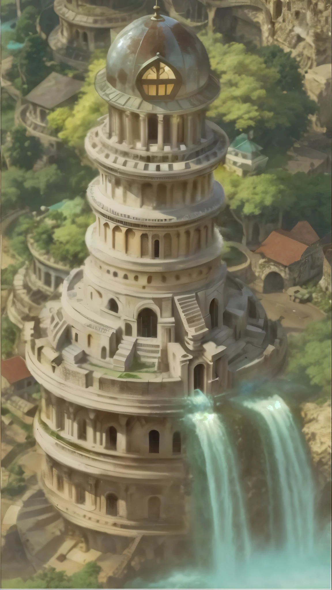greek tower, detailed, huge, skyscraper