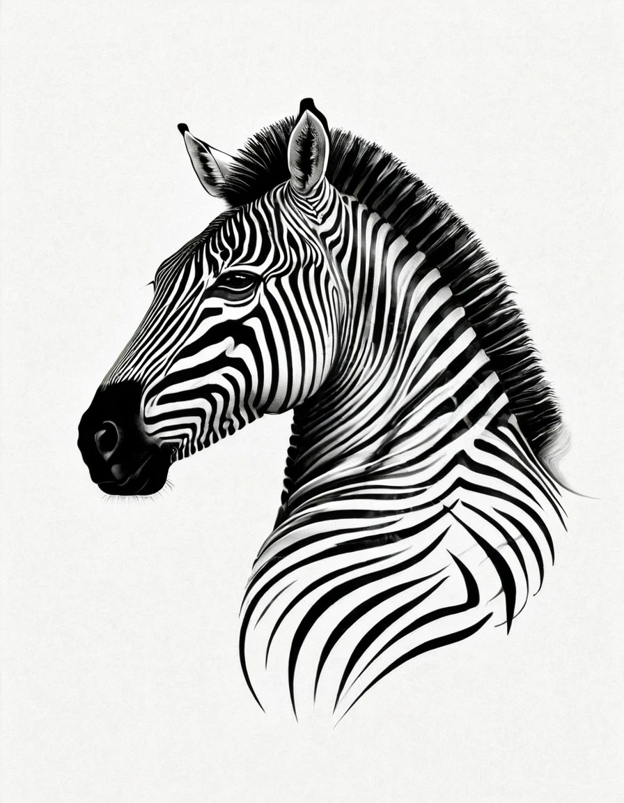 Minimalist linear monochrome logo with zebra silhouette on white background in the style of Sagi Haviv without photo-realistic details.