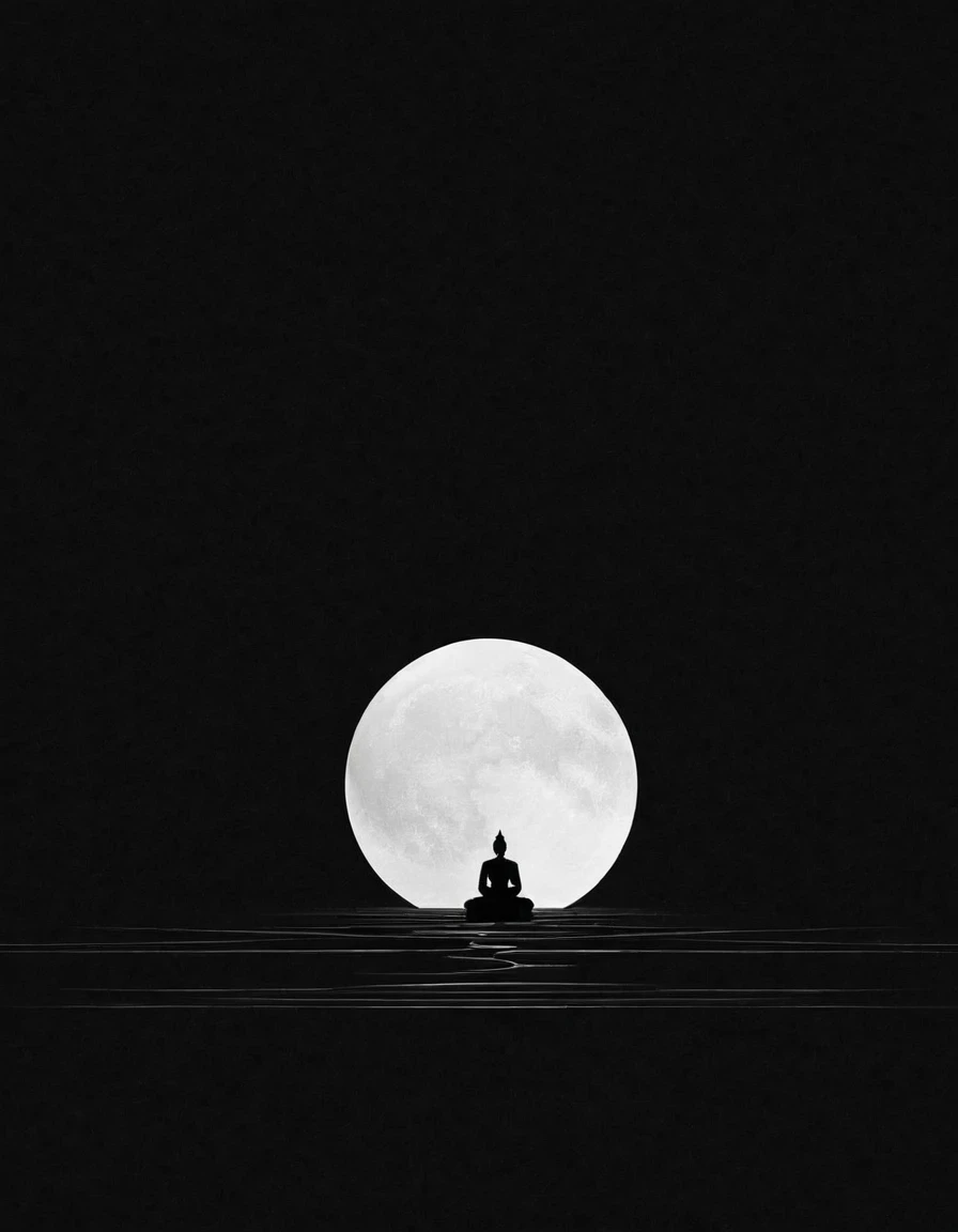 Professional black and white Zen minimalist aesthetic desktop wallpaper
