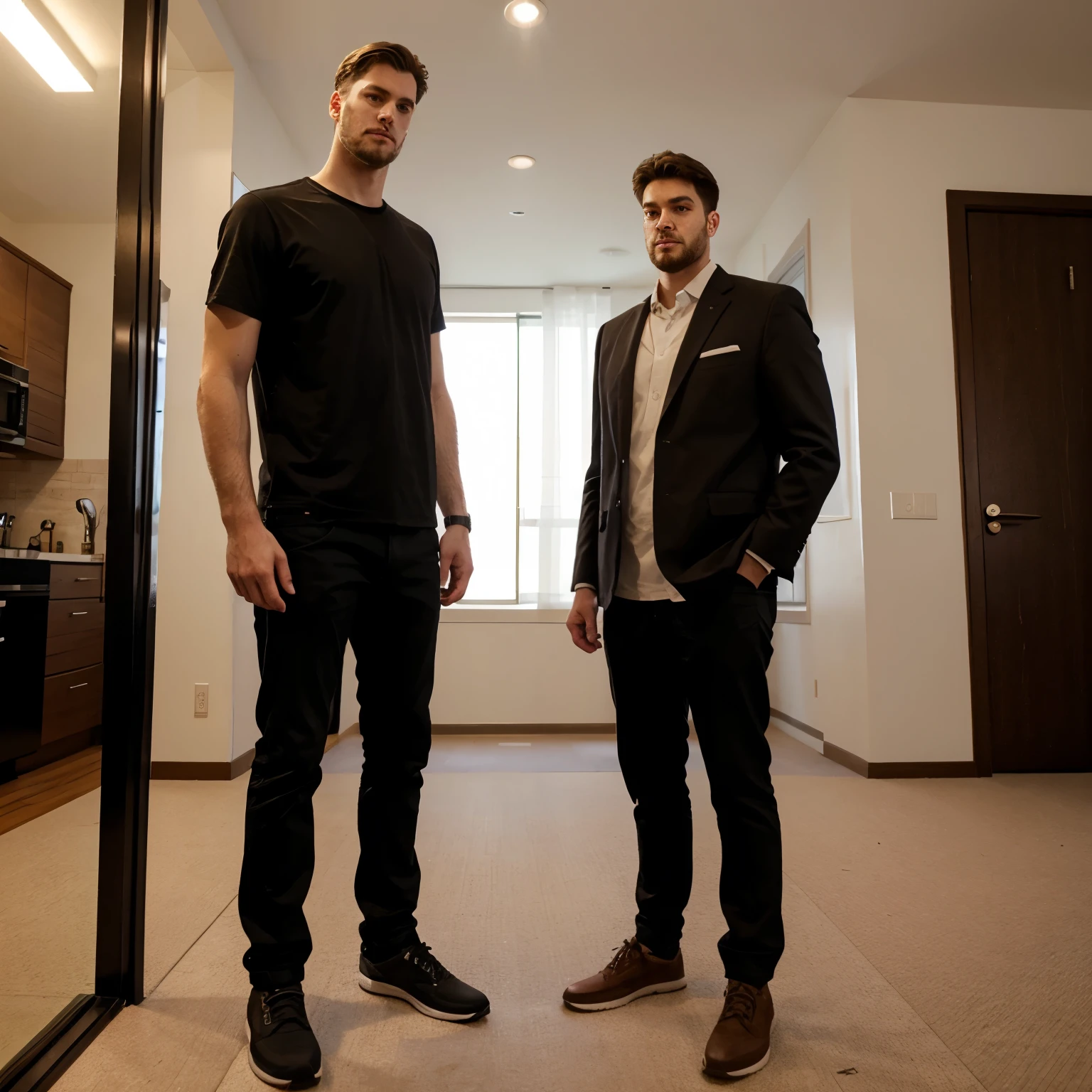 A 5 foot 6 inches tall person standing beside a 6 foot tall guy