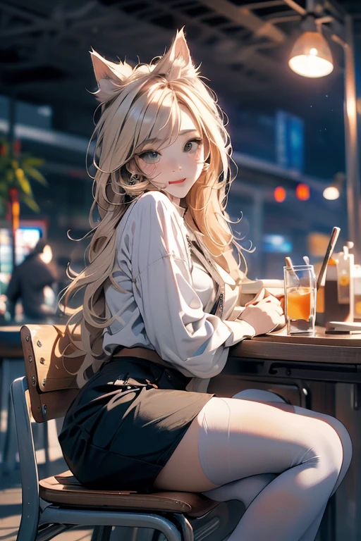 Relaxed character and white cat　anime girl sitting on a bench looking at the stars, anime art wallpaper 8 k, anime art wallpaper 4k, anime art wallpaper 4 k, 4k anime wallpaper, anime wallpaper 4k, anime wallpaper 4 k, anime style 4 k, 4 k manga wallpaper, watching the sun set. anime, anime girl desktop background, anime wallpaper, anime background