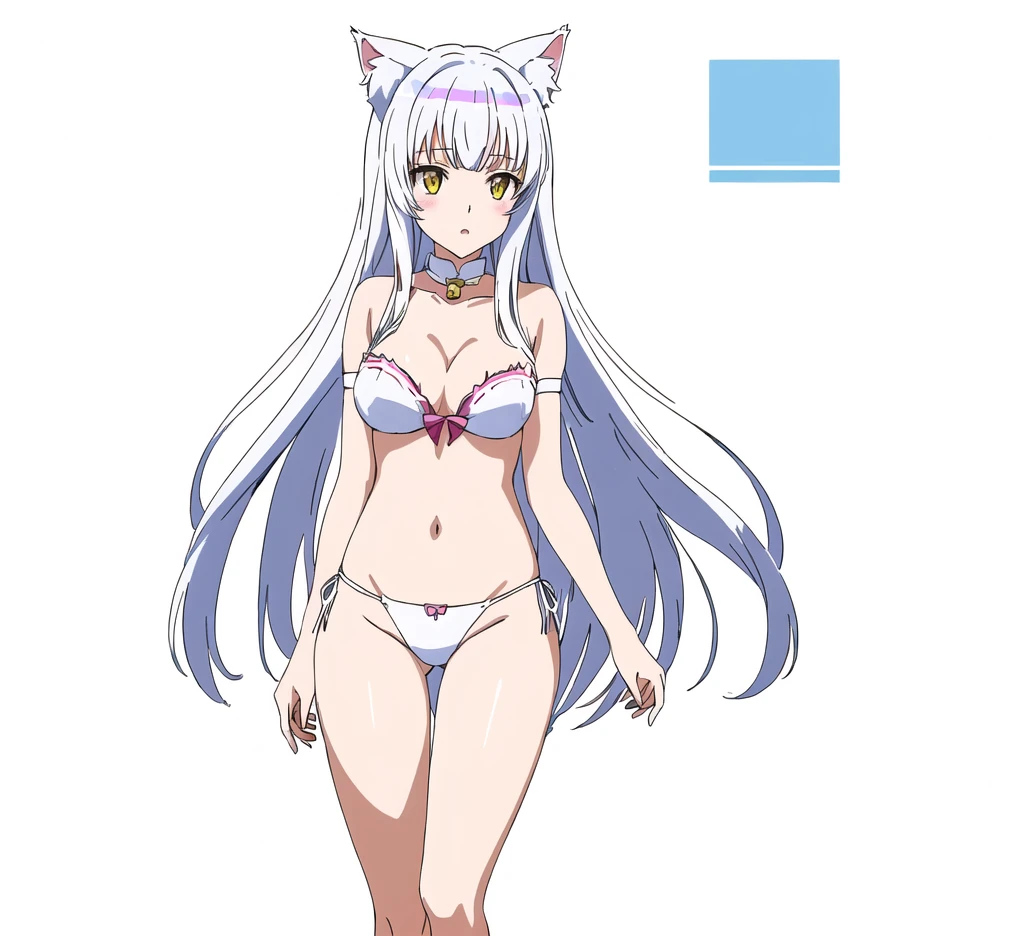 anime girl with cat ears and tail in a white bikini, neferpitou, holo is a wolf girl, anime catgirl, white cat girl, cute anime catgirl, seductive anime girl, beautiful anime catgirl, white - haired fox, holo if a wolf girl, wolf ears, attractive cat girl, nyaruko-san, anime moe artstyle