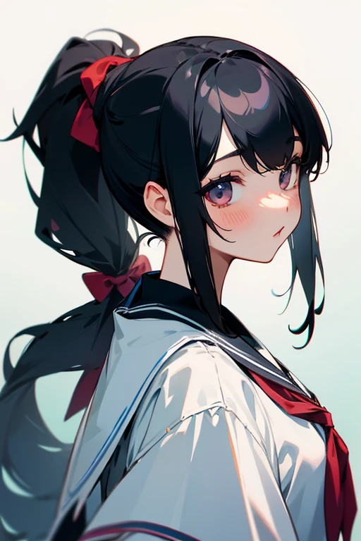 Black Hair、cute、beauty、high school girl、ponytail、