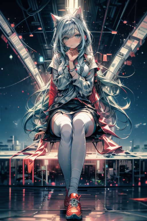 Relaxed character and white cat　anime girl sitting on a bench looking at the stars, anime art wallpaper 8 k, anime art wallpaper 4k, anime art wallpaper 4 k, 4k anime wallpaper, anime wallpaper 4k, anime wallpaper 4 k, anime style 4 k, 4 k manga wallpaper, watching the sun set. anime, anime girl desktop background, anime wallpaper, anime background