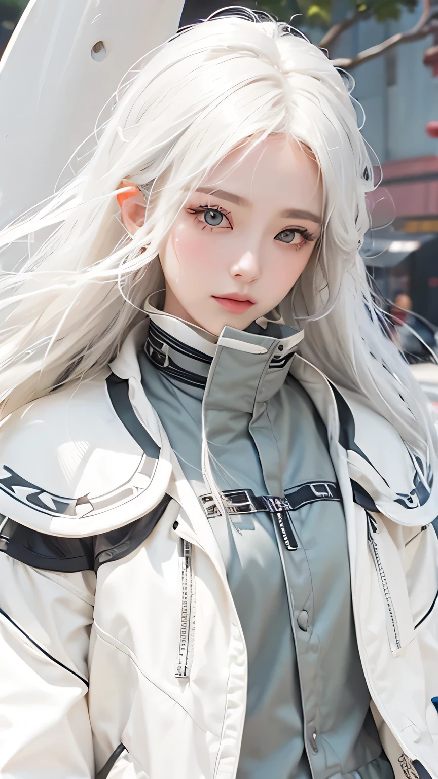 1 girl, seishiro Nagi, white hair, long hair, ultra detail,realistic, 70mm lens