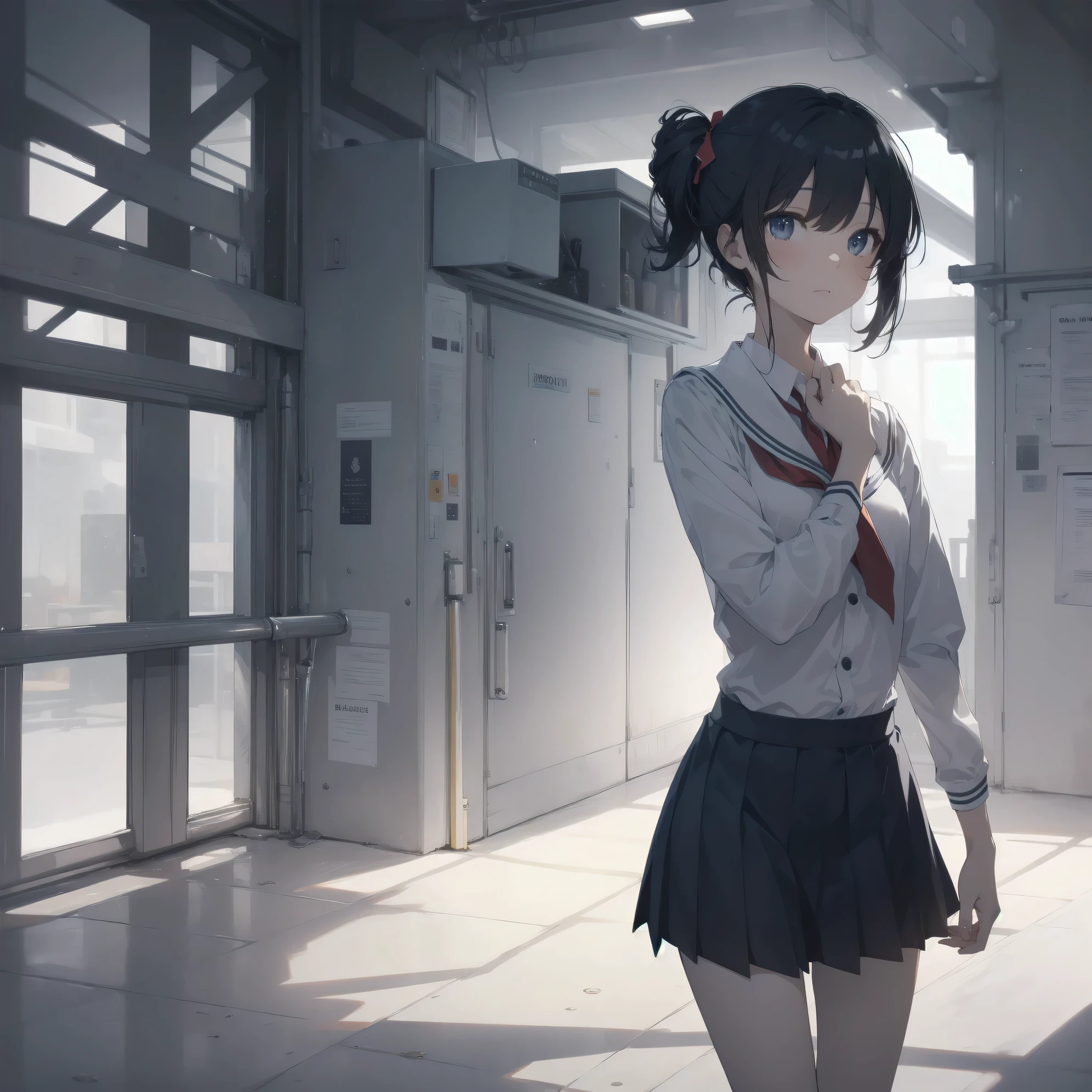ultra-absurdres-Top quality by artist God, ultra-detailed, high resolution, anime moe artstyle, best anime 8k konachan wallpaper, pixiv contest winner, pool:2810, perfect anatomy,break, 1girl, (Please draw a girl walking sleepily to school alone. )break,(Solo,little female, 13-year-old:1.3),Full limbs, complete fingers,a junior high school student, (very short hair), short cut, flat chest, , small butt, small black eyes, beautiful detailed eyes, well-proportioned iris and pupils, expressive eyes, highres detailed hair, soft expression, salor school_uniform, sailor collar, serahuku, bow, pleated skirt,(Detailed Lighting), (Detailed background), in the School commute route. break,super detailed skin, Best cinematic lighting powered by famous artist, 8k,beauty illustration,photoshop_(medium),very aesthetic,break,((artist:abubu )), artist:clamp ,artist:carnelian ,artist:kantoku ,