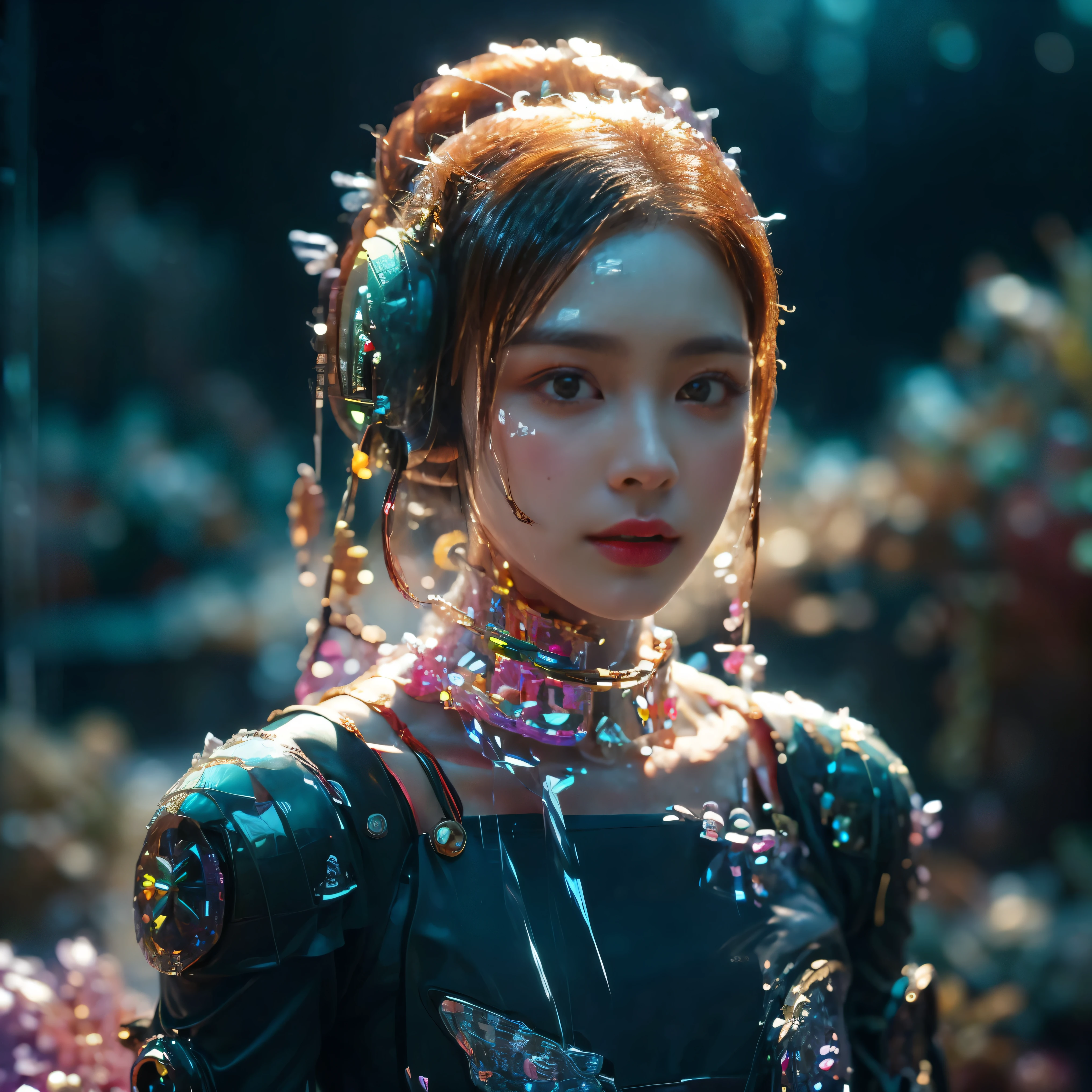 (highest quality、Super exquisite:1.1)、(HDR、UHD)、(A female android made entirely of crystal.:1.9)、(Exquisite beauty:1.1)、(Perfect proportions:1.1)、(transparency:1.1)、(Smooth Skin)、(Real、Photorealistic:1.37)、(Shine)、(Illumination)、(Ethereal)、(Future)、(SF)、(Future Technology)、(Sparkling Reflection)、(Sharp focus)、(Fine details)、(Bright colors) )、(Soft lighting)、(unrealistic)、(Magical)、(Awe-inspiring)、(silhouette)、(dazzling)、(Gorgeous)、(elegant)、(Fascinating)、(Eye-catching)、(impressive)、Clear lighting、Dynamic Pose、Dynamic Angle、Crystal Fantasy、