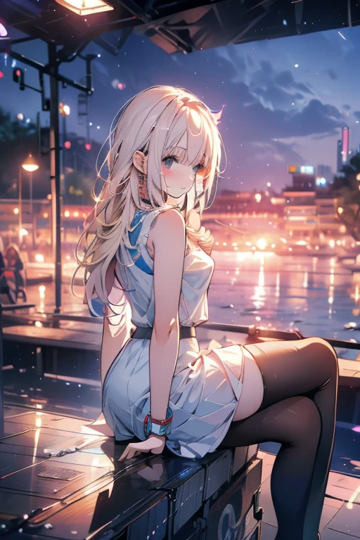 Relaxed character and white cat　anime girl sitting on a bench looking at the stars, anime art wallpaper 8 k, anime art wallpaper 4k, anime art wallpaper 4 k, 4k anime wallpaper, anime wallpaper 4k, anime wallpaper 4 k, anime style 4 k, 4 k manga wallpaper, watching the sun set. anime, anime girl desktop background, anime wallpaper, anime background