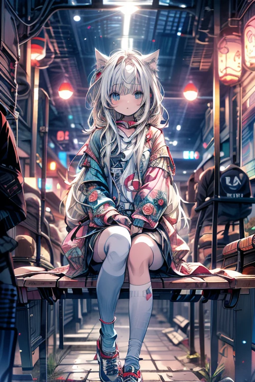 Relaxed character and white cat anime girl sitting on a bench looking at the stars, anime art wallpaper 8 k, anime art wallpaper 4k, anime art wallpaper 4 k, 4k anime wallpaper, anime wallpaper 4k, anime wallpaper 4 k, anime style 4 k, 4 k manga wallpaper, watching the sun set. anime, anime girl desktop background, anime wallpaper, anime background