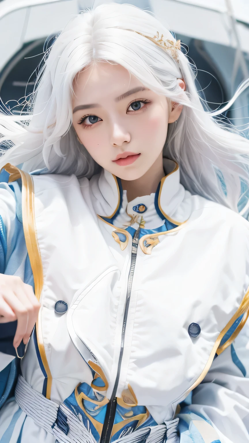 1 girl, long hair, white hair, ultra detail, realistic,70mm lens,seishiro nagi