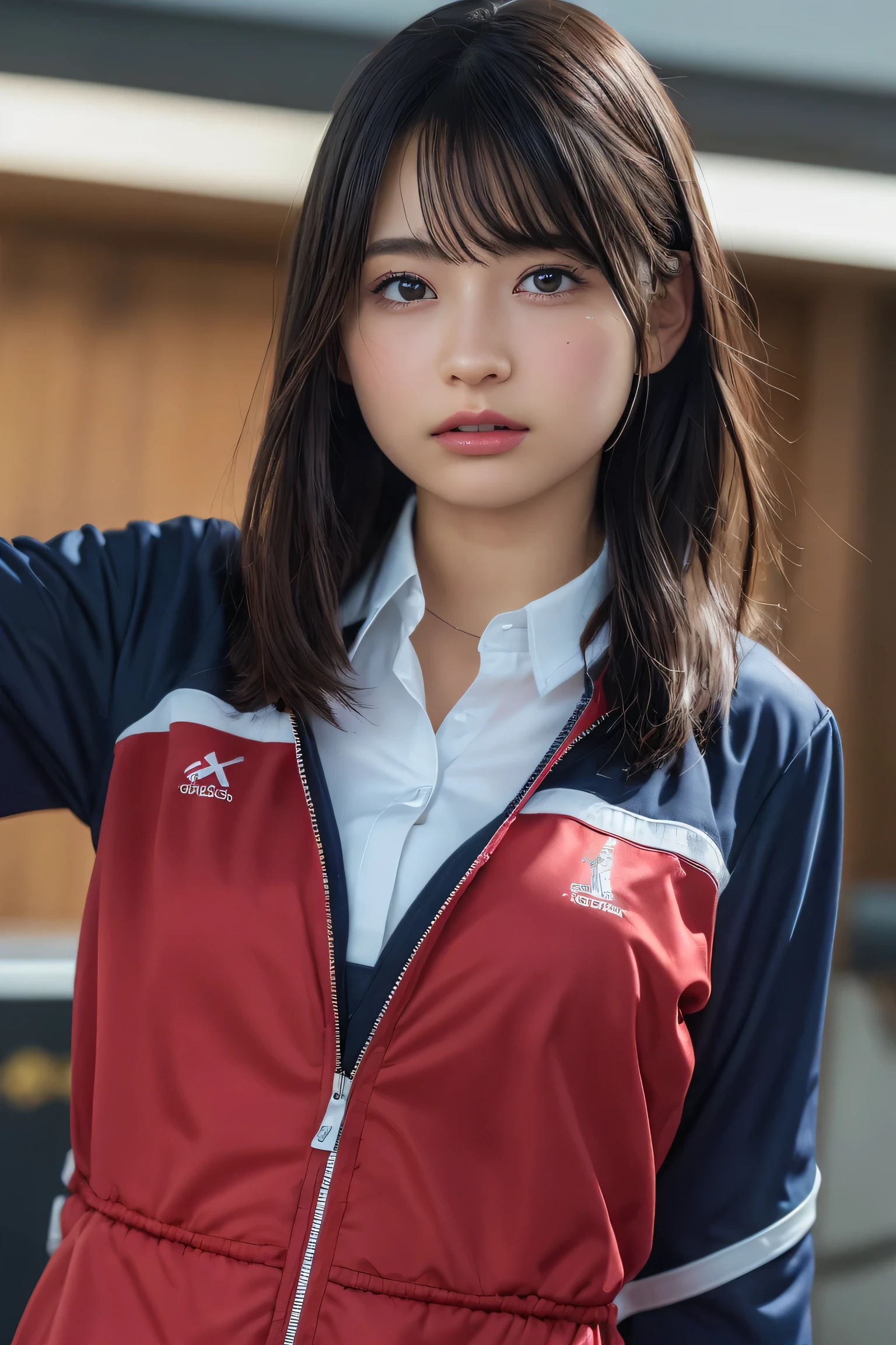 (8k, RAW Photos,highest quality, High resolution:1.1), (Ultra-realistic:1.4),(Realistic, Realistic:1.3),The Beauty of Japan、Rhythmic gymnastics club、Rhythmic Gymnastics Uniform、((Upper Body:1.3))