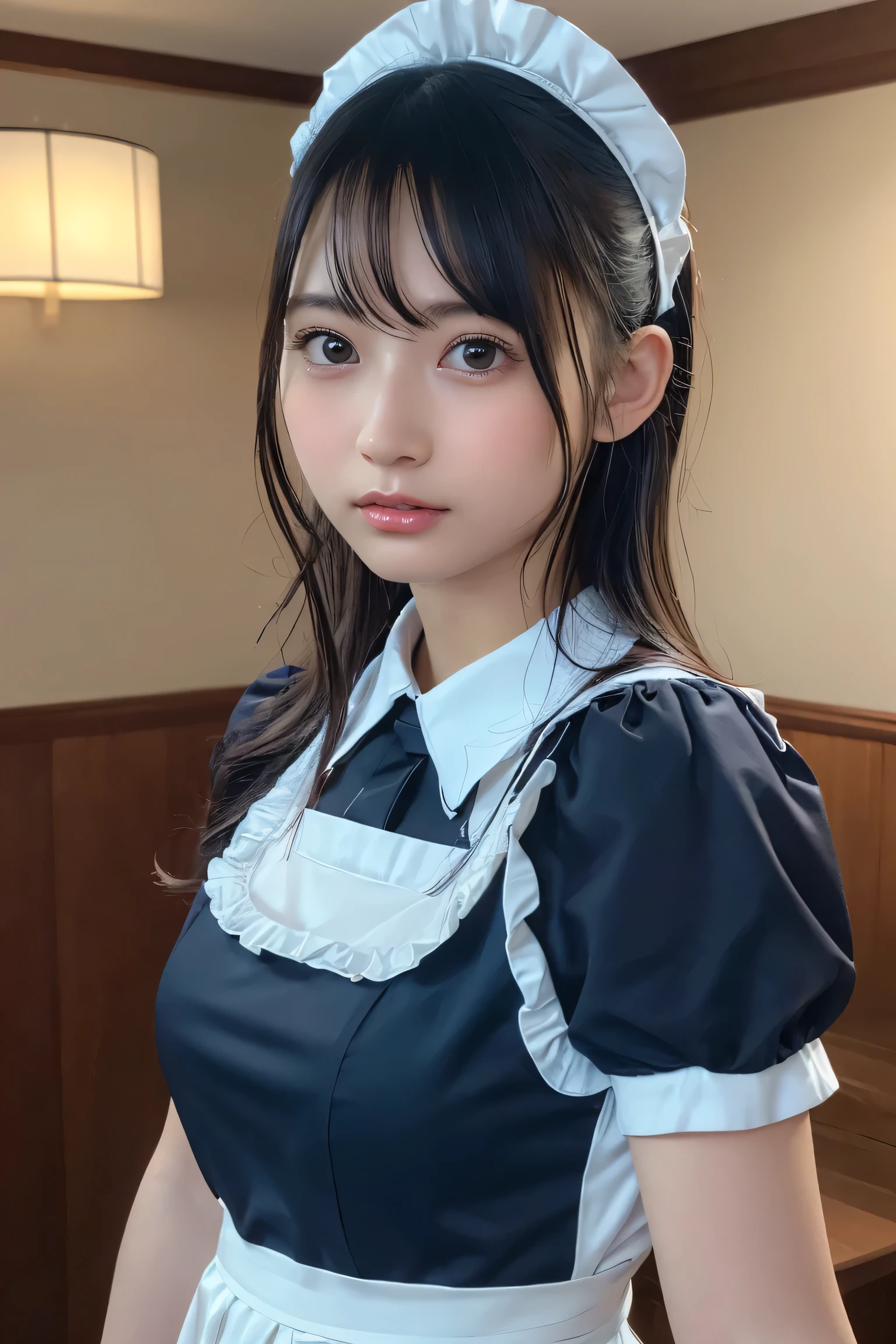 (8k, RAW Photos,highest quality, High resolution:1.1), (Ultra-realistic:1.4),(Realistic, Realistic:1.3),The Beauty of Japan、Rhythmic gymnastics club、Rhythmic Gymnastics Uniform、((Upper Body:1.3)),((Maid:1.3)),((Maid Cafe))