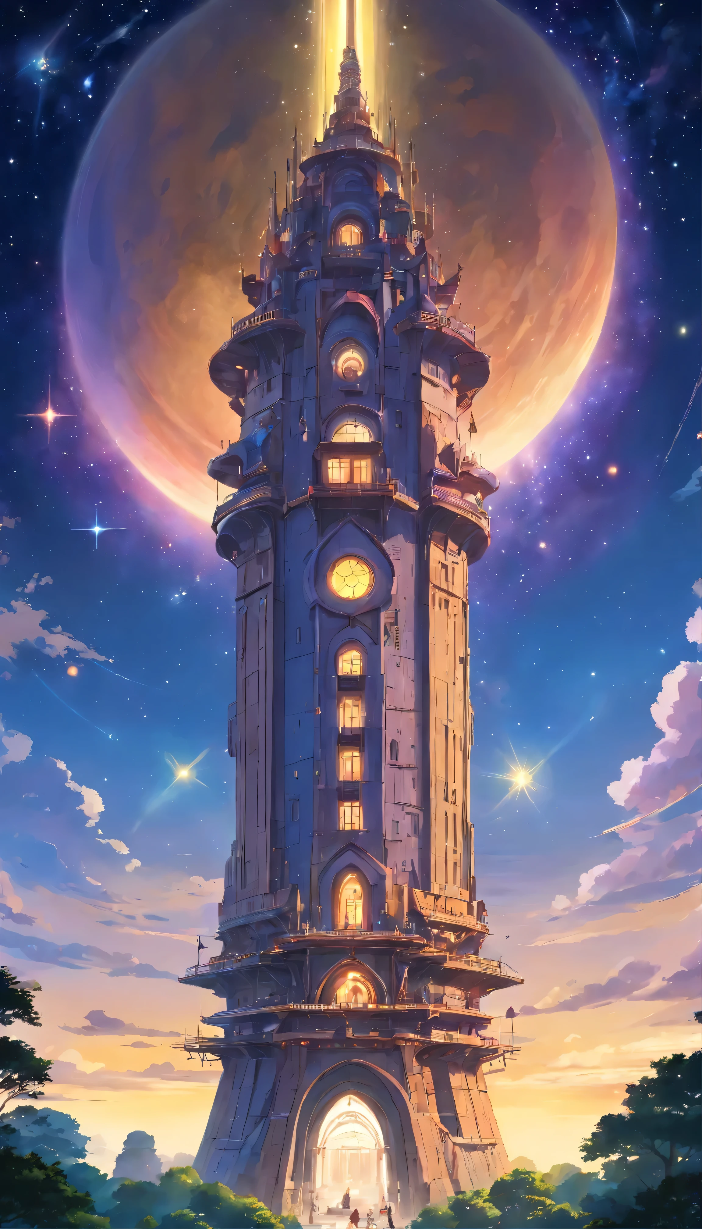 Megastructure Tower Fantasy Sci-Fi Top Quality Universe:Exquisite Galactic Masterpiece Megastructure Towers are cosmic masterpieces、Shining as a beacon of innovation and wonder、It represents the pinnacle of galactic ingenuity.。The structure is、It boasts the highest quality design, a hyper-realistic 8K CG production that seamlessly blends the boundaries of sci-fi with the pristine beauty of space.。The structure of the tower is、A dramatic blend of cutting-edge technology and whimsical fantasy.、It features a slim, narrow body that tapers elegantly towards the sky.。Light and shadow in every detail