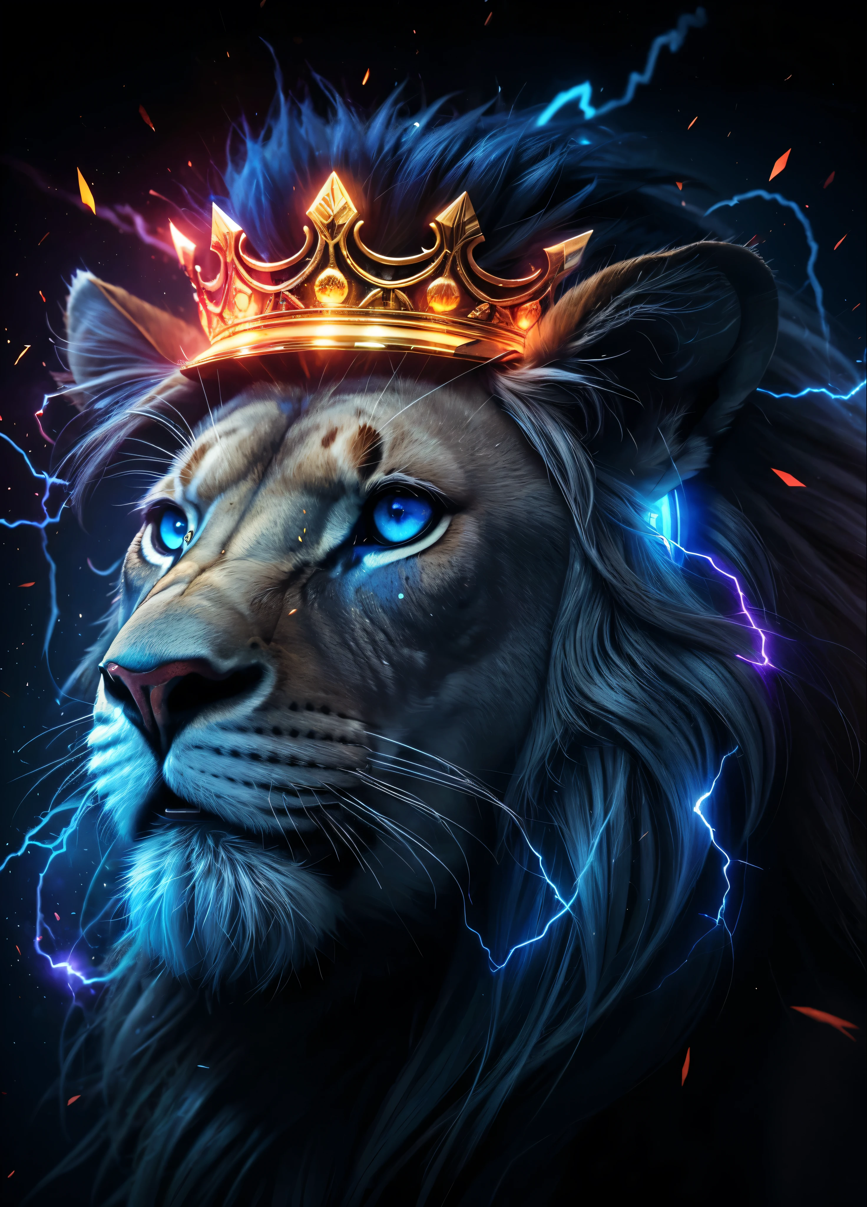 Lion, Divine Lion, naturais, thunder Azul, Realistic Lion, rei, Realista detalhado, Realista detalhado 16k, Eletricidade Detalhada 8K, Texturas realistas de 8K, Cores fotorrealista 8K, fogo azul, Realista detalhado Fire Bolt, Poder Preto e Azul, Poder do thunder, Realistic Divine, Natureza, Linda, Rendering, fotorrealista, UltraHigh definition, 4k, texturasdetalhadas, thunder, sombras detalhadas, cores detalhadas, neon blue, Luz azul, Raios, Poder azul, Natureza Linda, Grande Divino, Luz azul, thunder Azuls, Coroa Rei, raio, Electric Power Screw, contraste detalhado, Contraste realista, high resolution, cores detalhadas, fogo, eletricidade, divina criatura, 8K, Realista detalhado, 16k, 8K, High definition, contraste detalhado, Contraste realista, high resolution, cores detalhadas, fogo, eletricidade, divina criatura, 8K, Realista detalhado, elegante,