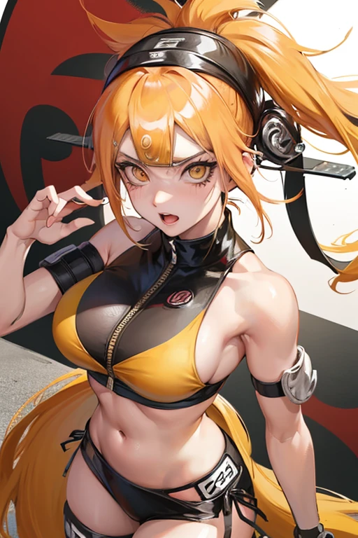 1 girl, naruto uzumaki as a girl, naruko, female naruto, tight bikini, blond hair pigtails, high res, ultra sharp, 8k masterpiece
