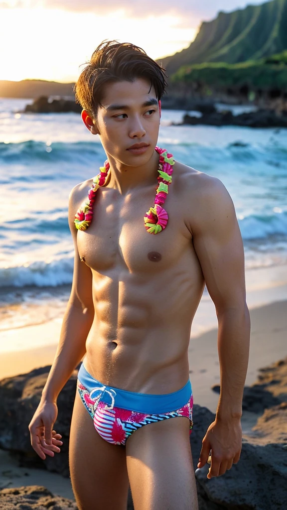 male Age 37 Lifesaver swimwear cool hawaii in the evening