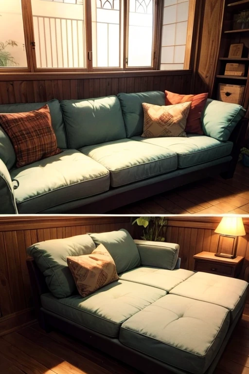 Comfortable sofas and cushions、Relaxing space with well-lit space　A place that conveys a calm and comfortable atmosphere