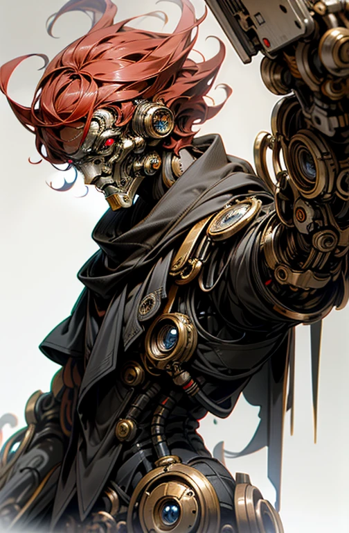 Hombre,Robot, ciborg, (humanoide), half machine, Ultron, Robotic wings, (engranajes), (steampunk), tuerto, ojo rojo, Robotic wings,(alas de lechuza), robot, humano, lechuza, role character, nuchaku cono arma principal