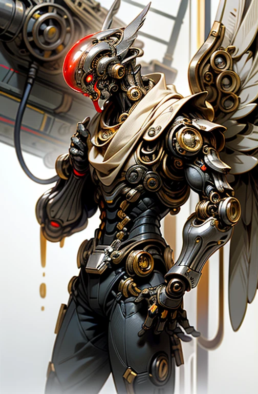 Dark Fantasy, Cyberpunk (Chainsaw, Chainsaw Man, Blue: 1.1), 1 Male, Mechanical Wonder, Mechanical Angel, Mechanical Guard, Mechanical Guard, Wings