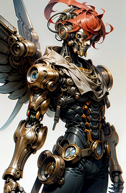 Hombre,Robot, ciborg, (humanoide), half machine, Ultron, Robotic wings, (engranajes), (steampunk), tuerto, ojo rojo, Robotic wings,(alas de lechuza), robot, humano, lechuza, role character, nuchaku cono arma principal