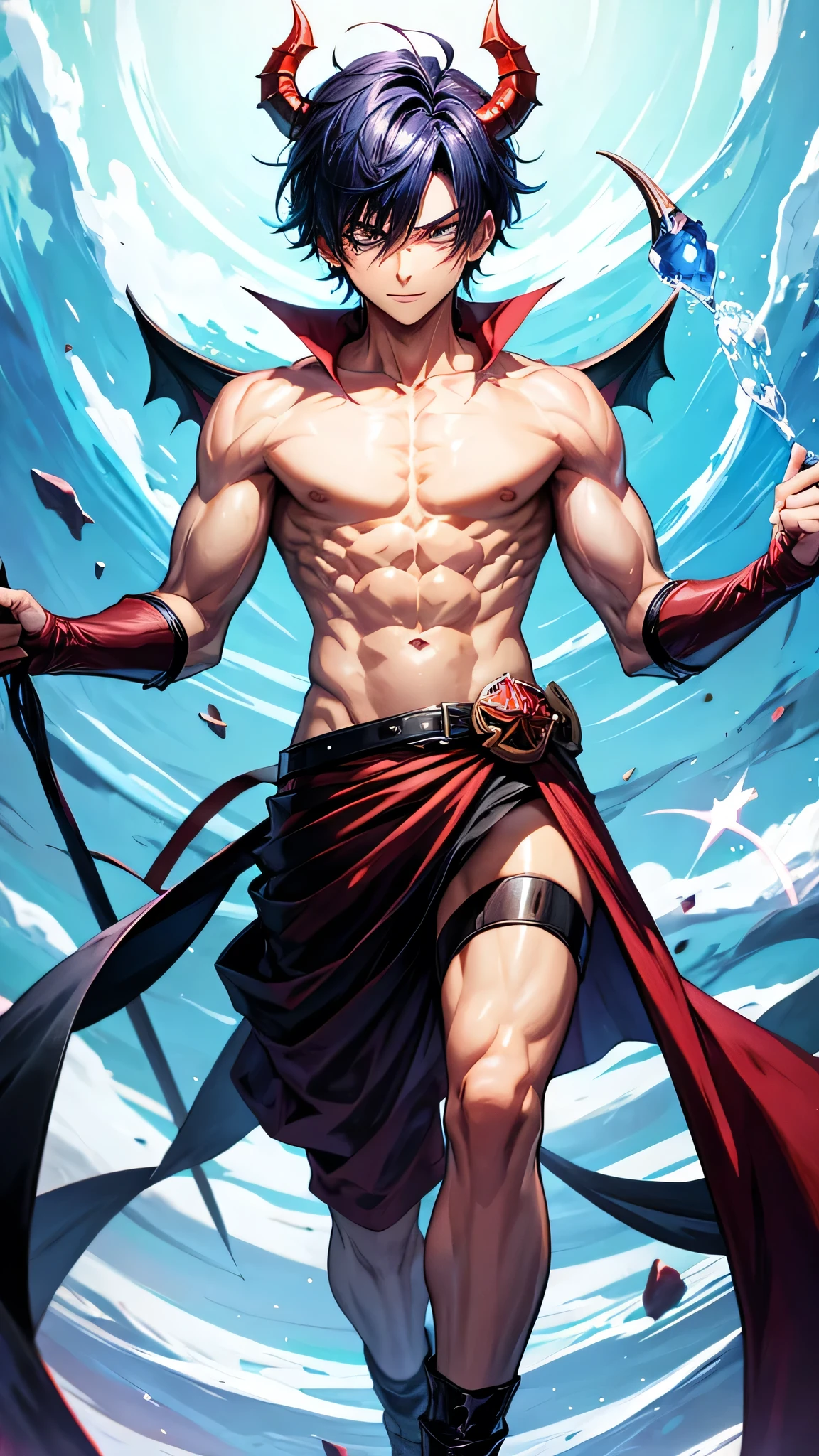 Devil boy, anime, shirtless,
