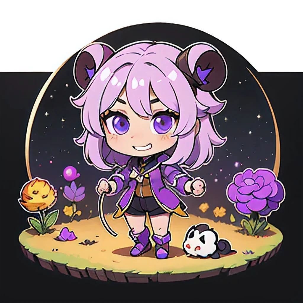 ((Titanium helmet))a cartoon image of a girl with a purple hair and a black top, kda, character art of maple story, ((Deer antler hair accessories))advanced digital chibi art, arcane art style,6 d sprite, genshin impact character, official character art, chibi monster girl, chibi, , noire, ayaka genshin impact, maplestory mouse, hero6 d fanart artsation,a cartoon image of a girl with a purple hair and a purple outfit, (Space suit), chibi, kda, twitch emote, chibi monster girl, (((grinning evily)))8 d sprite, of a ramlethal valentine,Purple and white combination, melty, cute cyber gods, advanced digital chibi art((Two girls ))Long purple-white hair,Double tail,big eyes,Sports Posture,Combat Status,Full mana,White gradient purple hair,Purple gradient white hair,Double tail,Double tail braid,