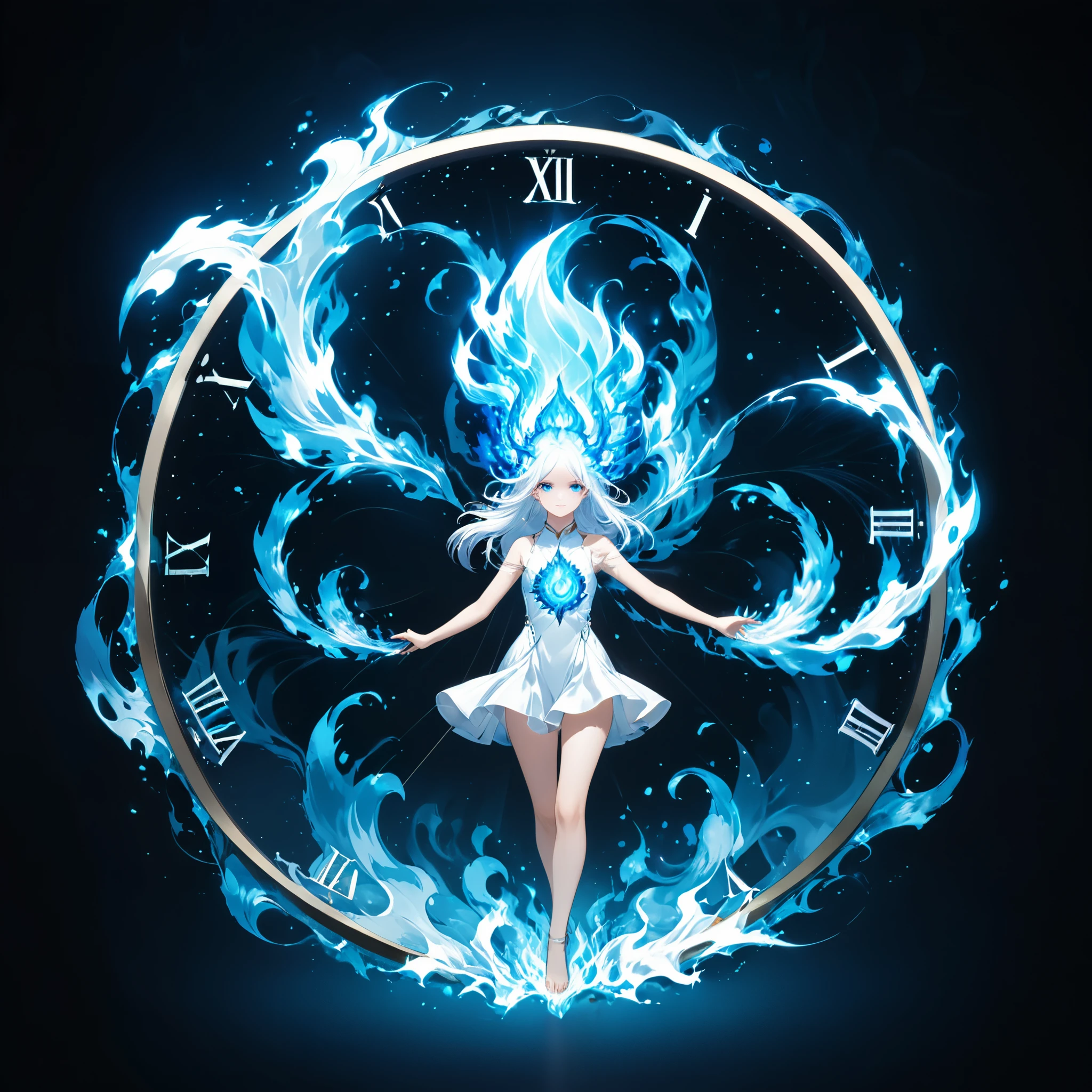 surrealist style,(depicting (((blue fire))) Elemental concept designed:1.2),(full_shot:1.2),space warp background,(clock_background:1.3),
BREAK
negative space composition,character design by liu ye,Nick Veasey,
BREAK
(long white hair:1.4),(white eyes:1.2),(white mechasuite:1.5),
BREAK
(pose:1.4),(the lines of movement of the wind:1.4),simple background,(elementalized body:1.1),
