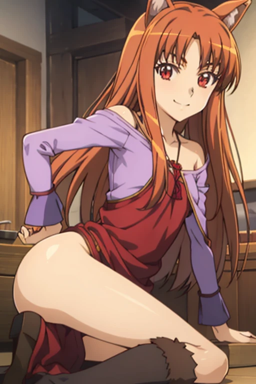 horo,Costumes,smile,pose,middle ages,庭Spice and Wolf,The animation is by PreCure