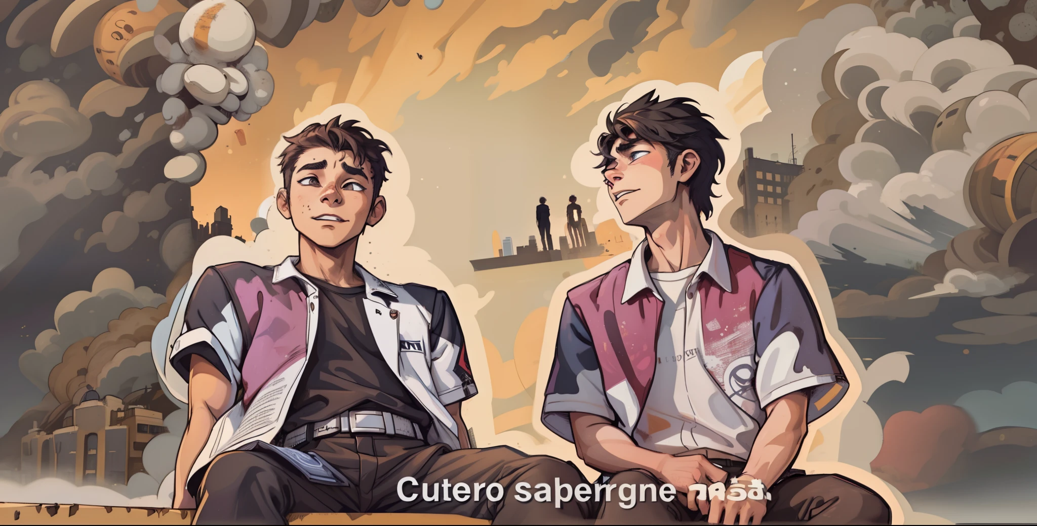estan hablnado con procupacion, Something bad has happened. There are two 17-year-old male students sitting on top of a building.