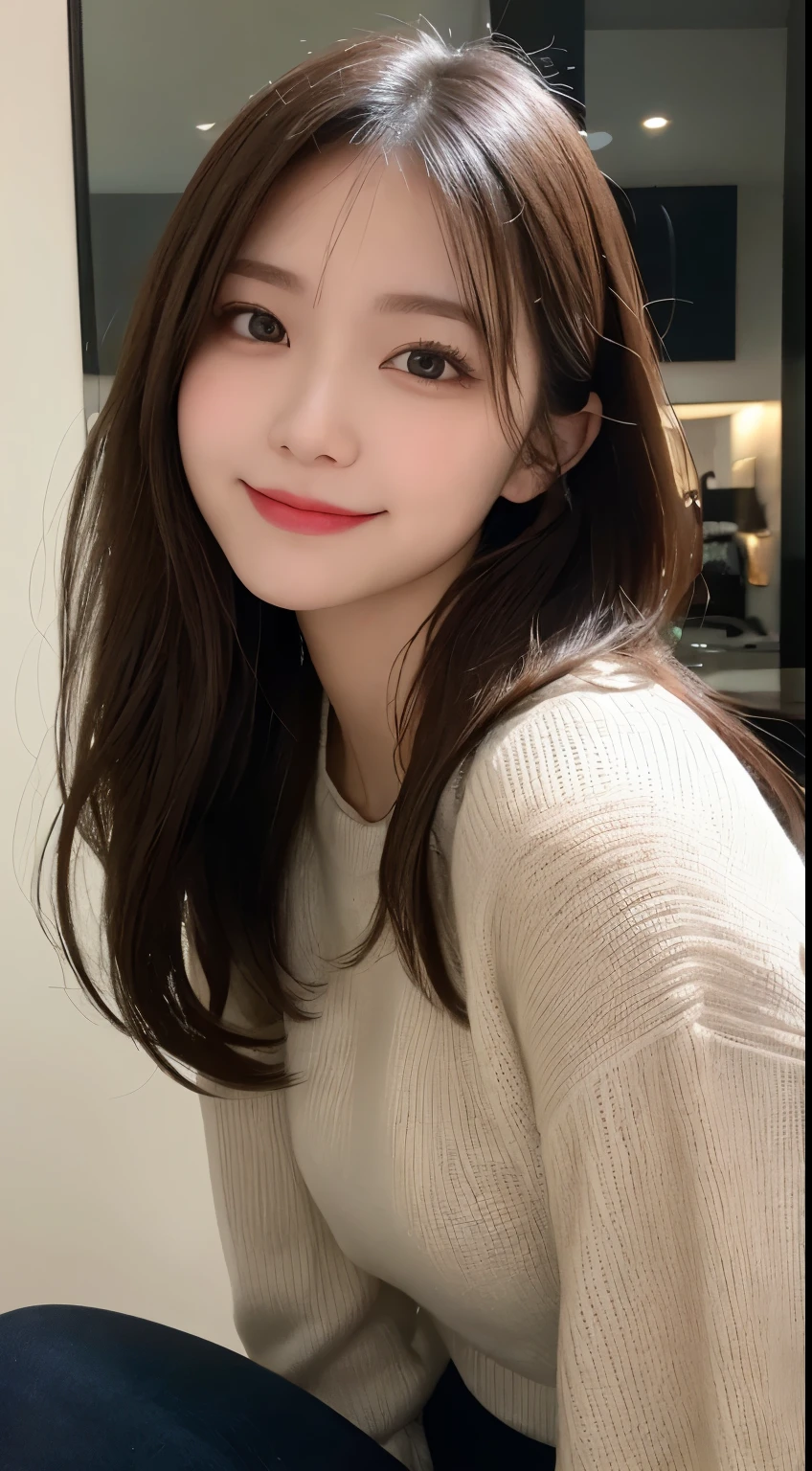 Tabletop, highest quality, shape, Very detailed, finely, High resolution, 8k wallpaper, 完璧なダイナミックな構shape, Beautiful and detailed, Winter clothes,Medium Hair, Small breasts, Natural color lip, Random sexy poses,smile,Big cities(skyscraper)、20-year-old girl、Midnight、Beautiful and elaborate face、Perfect and beautiful face,Big eyes、RAW Photos、spread your arms and legs wide、A pose that expresses your best mood with your whole body、Beautiful and detailed、Small face、Beautiful Duplex、Slim face and figure、Actual Photos