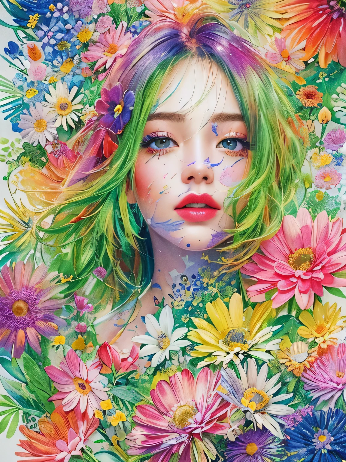 河CY Style、(((stylish fashion))), 8K Quality、Intense watercolor, Detailed watercolor art, Watercolor splash, Surreal, avant-garde pop art, Beautiful and expressive paintings, Beautiful artwork illustration, Very colorful tones, wonderful, Cool beauty, highest quality、Official Art, Vector art, Stylish design, (((The most beautiful girl))), (((highest quality))), HDR, ((detailed)), (((Doodle Art)), ((masterpiece)), ((Super detailed)), (((Colorful flowers))),(((Stylish))),