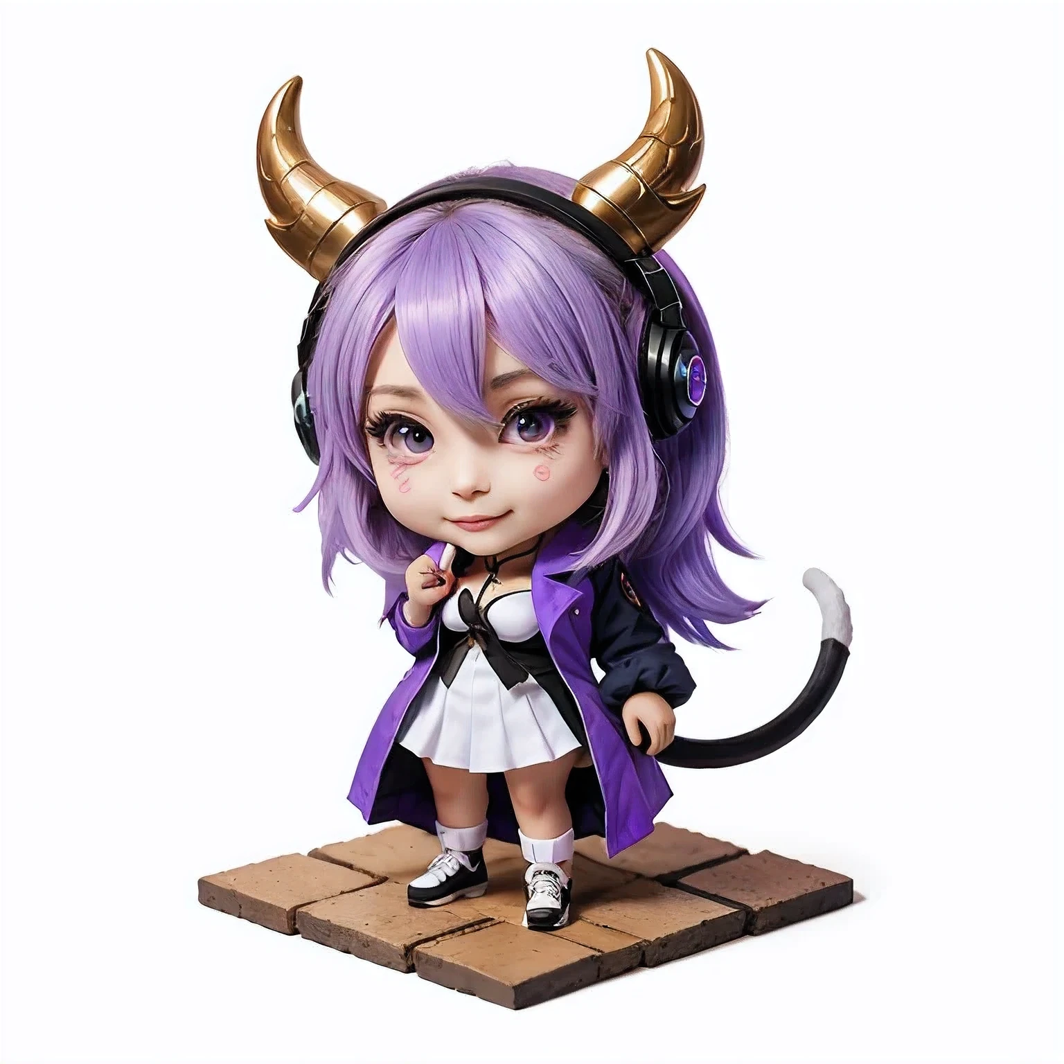 （（Titanium helmet））a cartoon image of a girl with a purple hair and a black top, kda, character art of maple story, （（Deer antler hair accessories））advanced digital chibi art, arcane art style,6 d sprite, genshin impact character, official character art, chibi monster girl, chibi, , noire, ayaka genshin impact, maplestory mouse, hero6 d fanart artsation，a cartoon image of a girl with a purple hair and a purple outfit, （Wide trench coat）, chibi, kda, twitch emote, chibi monster girl, [[[[grinning evily]]]], 8 d sprite, of a ramlethal valentine,Purple and white combination, melty, cute cyber gods, advanced digital chibi art（（2 girls ））Long purple-white hair，Double tail，big eyes，Sports Posture，Combat Status，Full mana，White gradient purple hair，Purple gradient white hair，Double tail，Double tail braid，