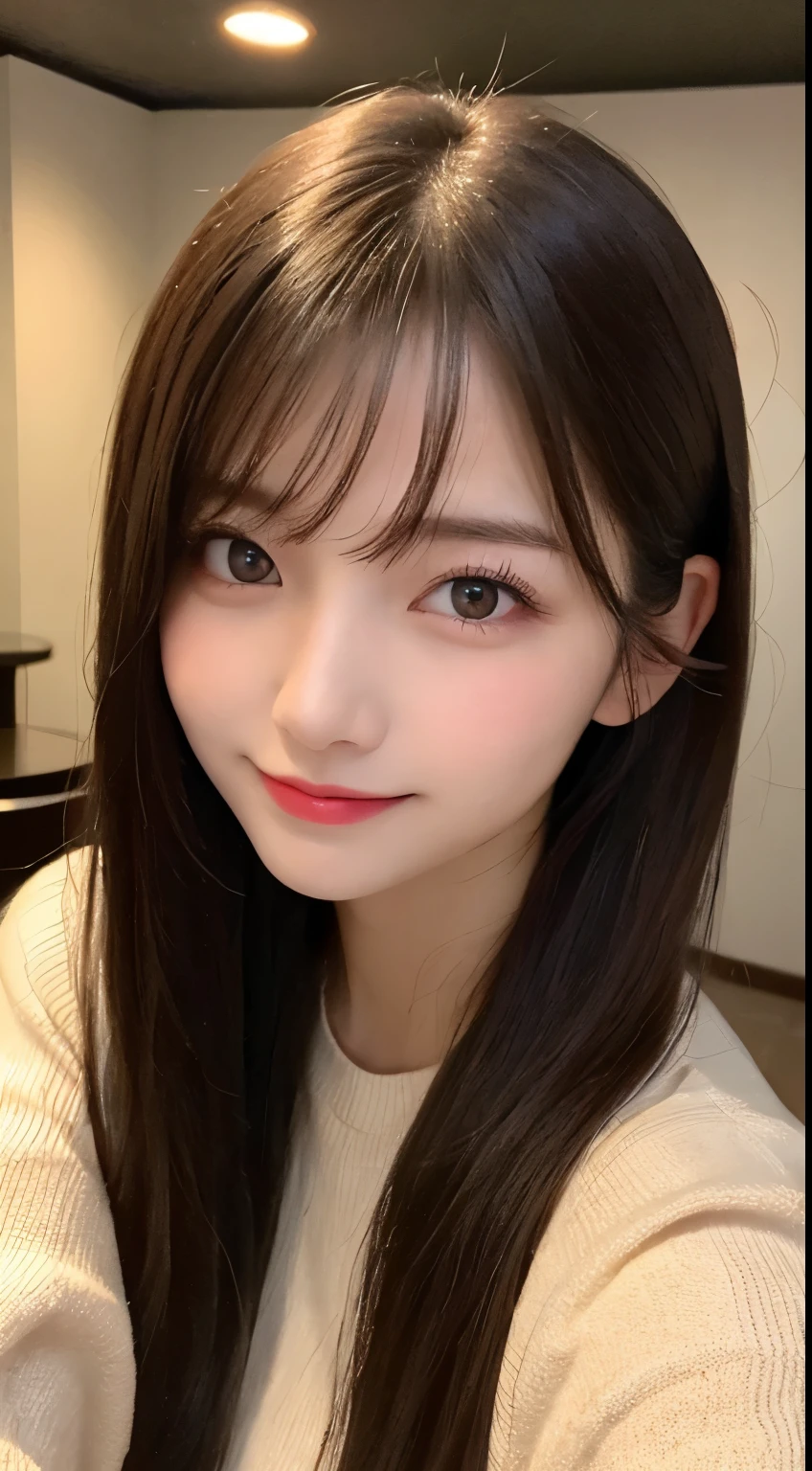 Tabletop, highest quality, shape, Very detailed, finely, High resolution, 8k wallpaper, 完璧なダイナミックな構shape, Beautiful and detailed, Straight hair, Small breasts, Natural color lip, Random sexy poses,smile,20-year-old girl、Midnight、beautiful and cute face、Perfect and beautiful face,Big eyes、RAW Photos、Expressing feminine poses with the whole body、Beautiful and detailed、Small face、Beautiful Duplex、Slim face and figure,Beautiful golden ratio face、Long Sleeve Casual Dress、Blur the background
