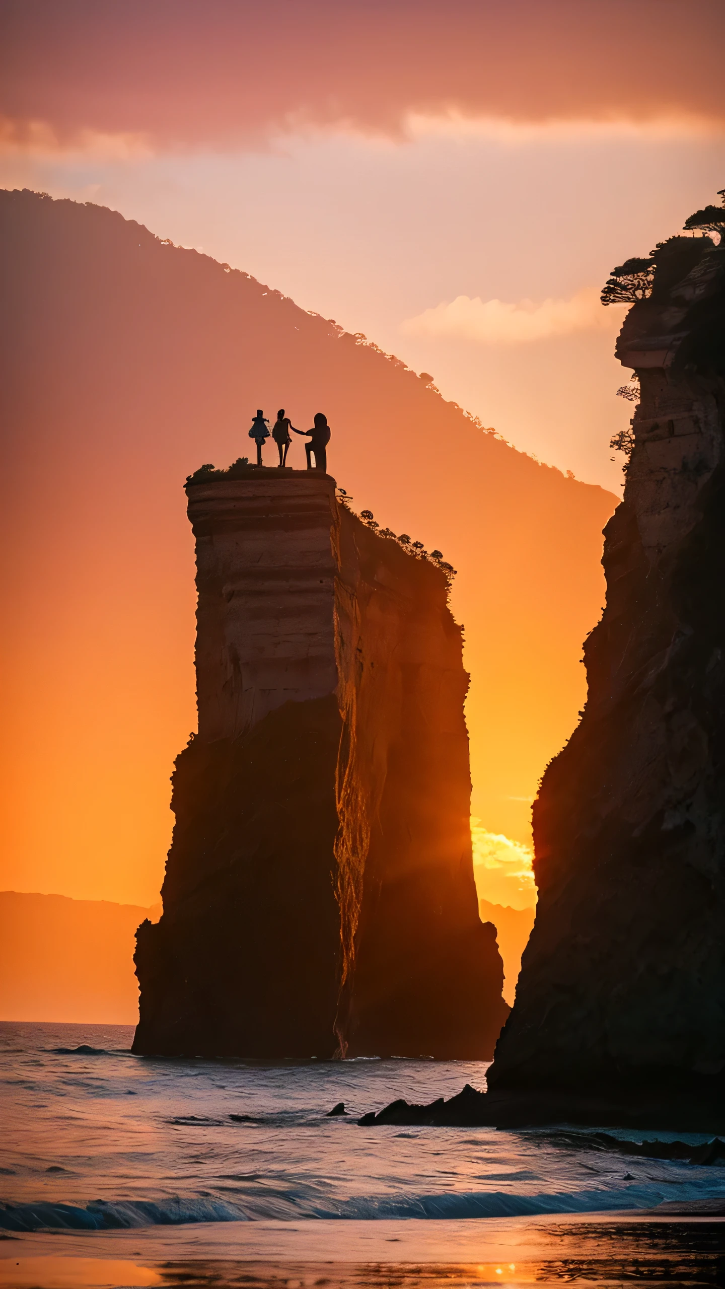 Highest quality,Fantasy,cliff,Sunset