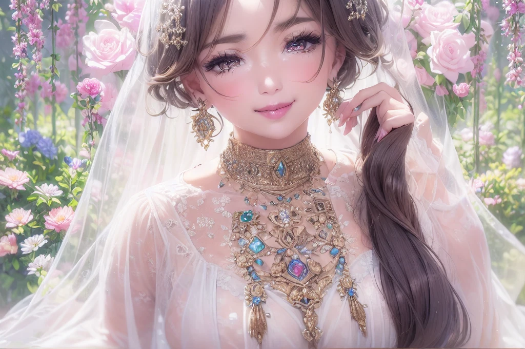50 year old mature woman, Looking at the audience, Attractive breasts,Sensual curves、bubble、Full Body Shot,Nightgown, Charming smile, Thick lips, plump唇, blush, Looking at the audience, Provocative expression, Beautiful Hairstyles, Cleavage, plump、Curvy Hips、Attractive face、Mischievous face、Sexy Lingerie、An inviting gaze、Expressing emotions、colored feather, Money属装飾品, particle, Light, (masterpiece, highest quality, highest quality, Official Art, beautifully、aesthetic:1.2), (1 girl:1.3), Very detailed,(Fractal Art:1.1),(colorful:1.1)(flowerズ:1.3),Most detailed, (Dynamic pose), (Shiny skin), (Many colors :1.4), ,(Earrings:1.4), (feather:1.4),masterpiece, 30~40 years, Mr.々Hair style,Moneyのヘッドバンド,Tulle covers the chest,Perfect balance, Detailed details of the garment,marble,cinematicLighting, Film Grain, contrast of Light and dark,High detail,(((Gorgeous Accessories))))、Openwork decoration,(((See-through dress)))、(((Anatomically correct body))) ,1 girl, (High resolution), (8k), (Very detailed), Perfect Face, Beautiful eyes and face, (((highest quality))), (Very detailed), Detailed face and eyes, Beautiful Eyes,(((Sexy pose,Beautiful Eyes、Transparent double eyelids、(((Super gorgeous background)))、Bright Eyes,Money,diamond,gem,Body Chain,Luxury Accessories,beautifully、aesthetic,flower、(((A beautiful woman)))、Beautiful Eyes