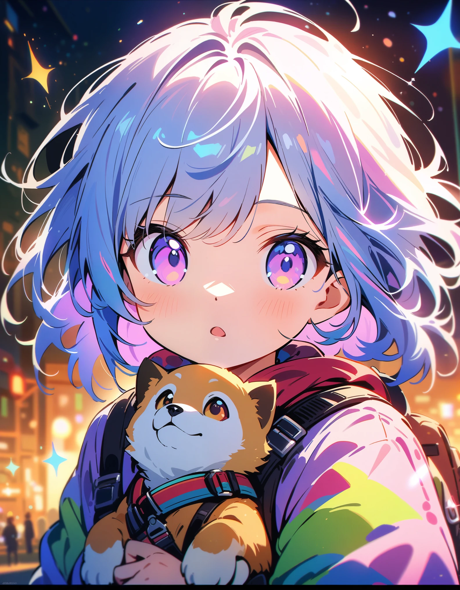 A close up of a person holding a cat in a city - SeaArt AI