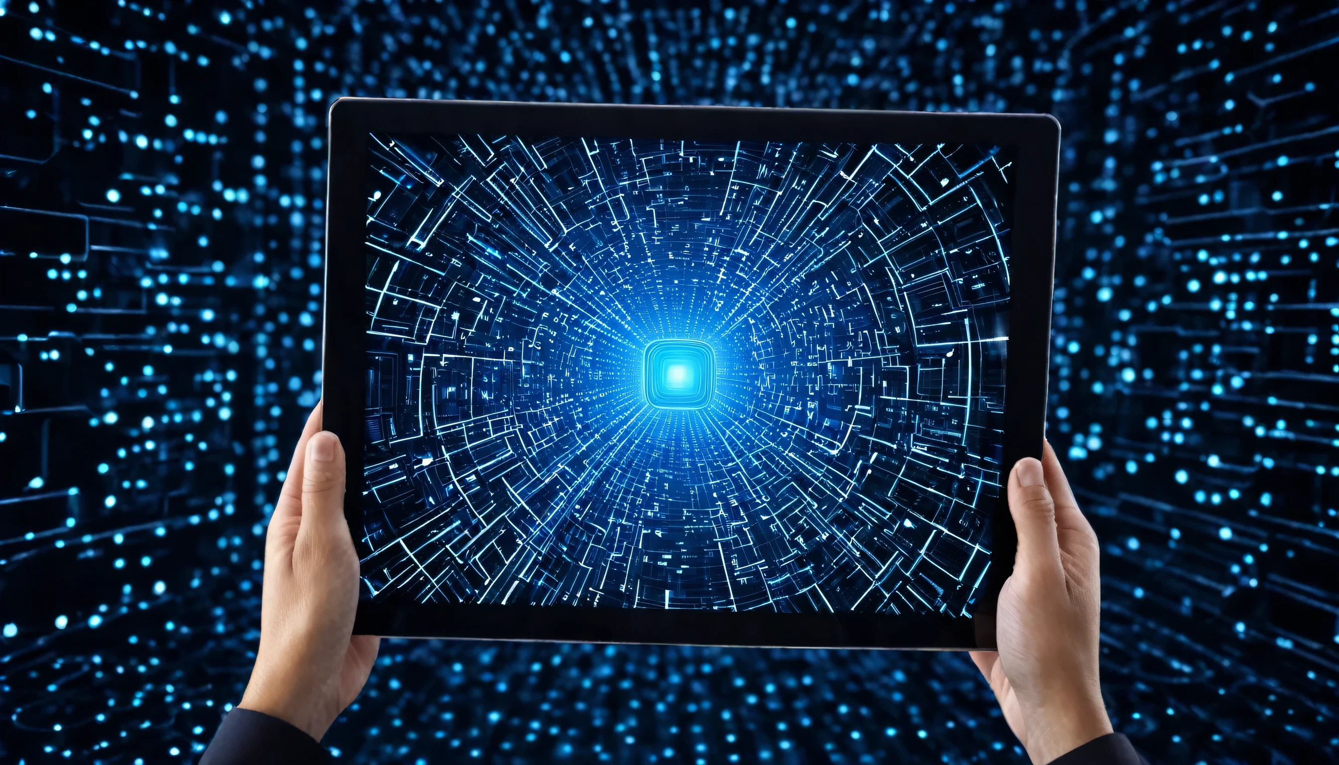 ai technology. Future computers. No photos of people in it. Image via tablet.