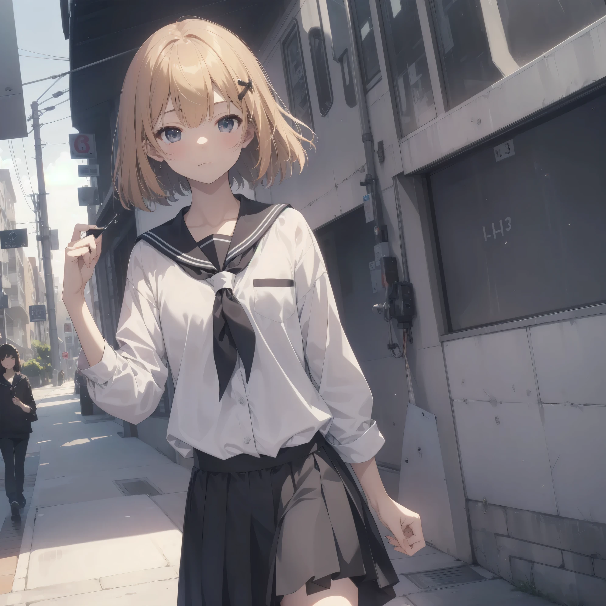 ultra-absurdres-Top quality by artist God, ultra-detailed, high resolution, anime moe artstyle, best anime 8k konachan wallpaper, pixiv contest winner, pool:2810, perfect ???????,break, 1girl, (Please draw a girl walking sleepily to school alone. )break,(Solo,little female, 13-year-old:1.3),Full limbs, complete fingers,a junior high school student, (very short hair), short cut, flat chest, , small butt, small black eyes, beautiful detailed eyes, well-proportioned iris and pupils, expressive eyes, highres detailed hair, soft expression, salor school_uniform, sailor collar, serahuku, bow, pleated skirt,(Detailed Lighting), (Detailed background), in the School commute route. break,super detailed skin, Best cinematic lighting powered by famous artist, 8k,beauty illustration,photoshop_(medium),very aesthetic,break,((artist:abubu )), artist:clamp ,artist:carnelian ,artist:kantoku ,
