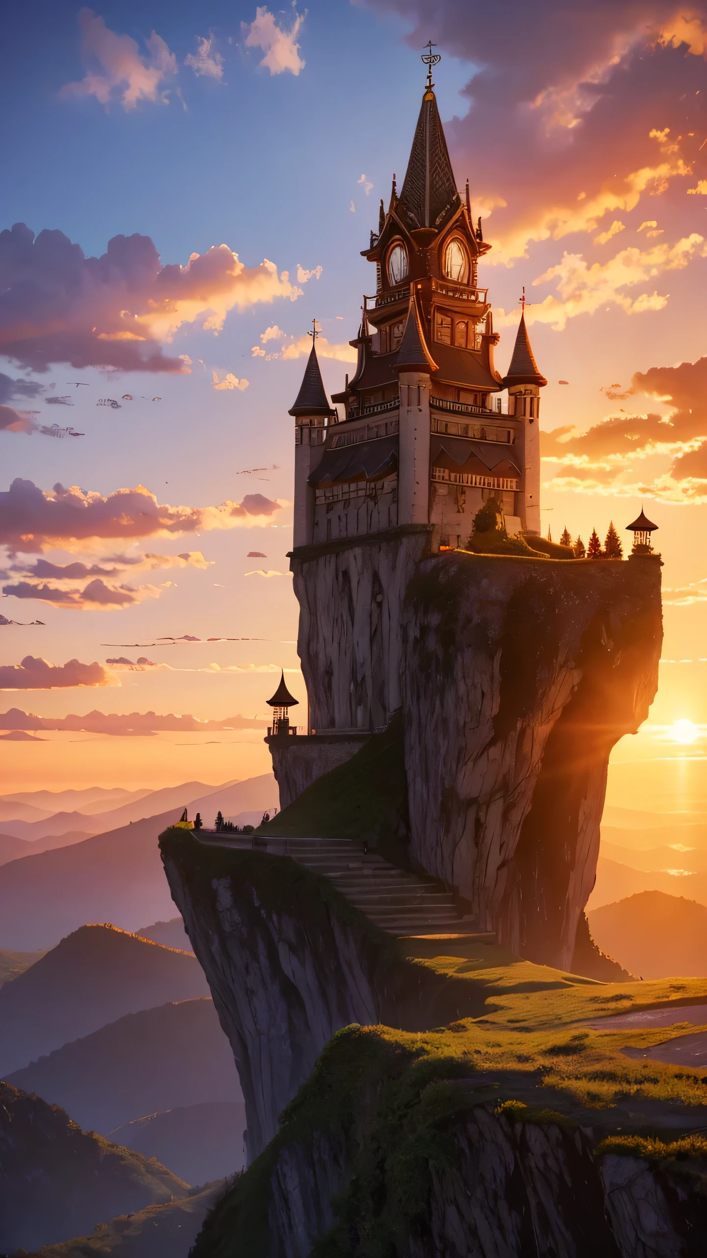 Highest quality,Fantasy,Summit,Sunset