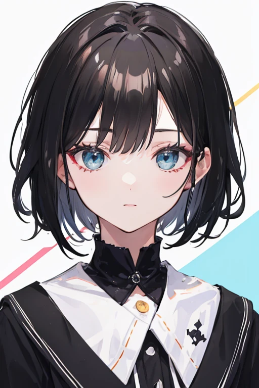 ((good quality)), Perfect face,cute,short black hair,,Q version