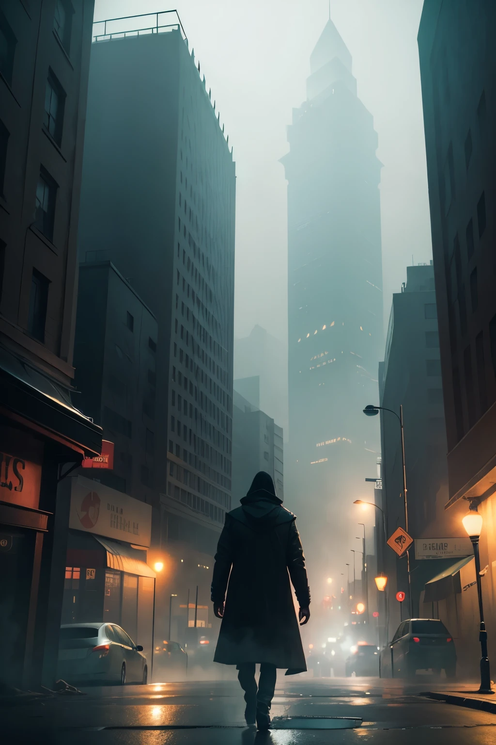 Shrouded in a dense, haunting fog, a desolate cityscape unfolds, bathed in the eerie glow of a single, distant streetlamp. The dark, looming buildings seem to close in, their silhouettes ominously twisted against the smoky backdrop. Everything appears still, frozen in time, save for the vaporous tendrils of fog that languidly drift through the scene, creating a cinematic atmosphere that fuels a creeping sense of fear.
Depression clings to the city like an oppressive dampness, palpable in the air. Its presence is noticed not only in the desolation, but in the sad, heavy eyes of