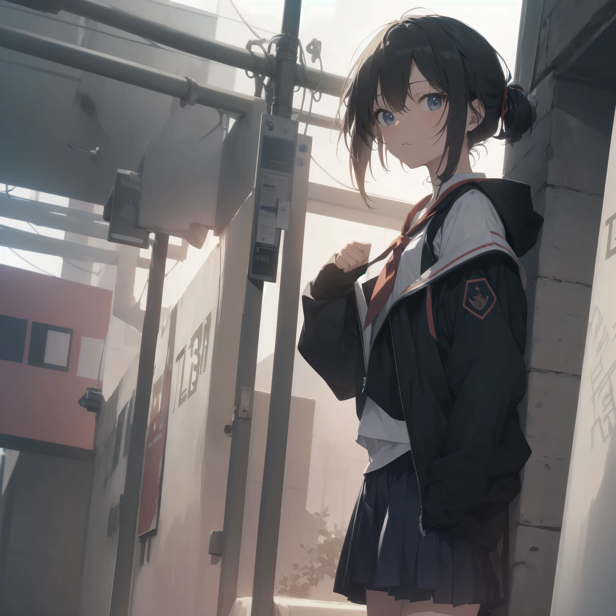ultra-absurdres-Top quality by artist God, ultra-detailed, high resolution, anime moe artstyle, best anime 8k konachan wallpaper, pixiv contest winner, pool:2810, perfect anatomy,break, 1girl, (Please draw a girl walking sleepily to school alone. )break,(Solo,little female, 13-year-old:1.3),Full limbs, complete fingers,a junior high school student, (very short hair), short cut, flat chest, , small butt, small black eyes, beautiful detailed eyes, well-proportioned iris and pupils, expressive eyes, highres detailed hair, soft expression, salor school_uniform, sailor collar, serahuku, bow, pleated skirt,(Detailed Lighting), (Detailed background), in the School commute route. break,super detailed skin, Best cinematic lighting powered by famous artist, 8k,beauty illustration,photoshop_(medium),very aesthetic,break,((artist:abubu )), artist:clamp ,artist:carnelian ,artist:kantoku ,