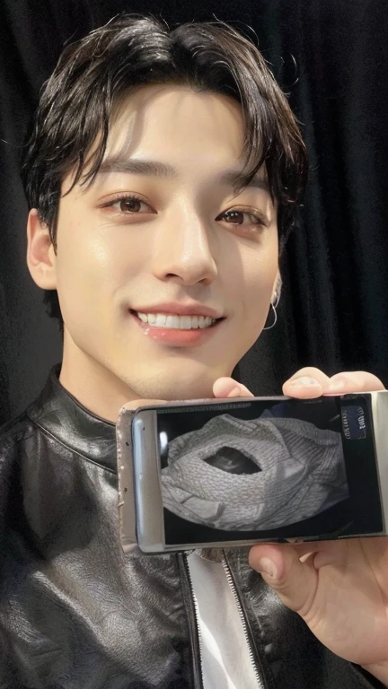 Arafed man holding a cell phone with a picture of a baby scanned., Jeon Jungkook, Jeon Jungkook, Jeon jungkook, Jeon jungkook, Jeon jungkook, artista coreano, brillante por la lluvia, jungkook, Jeon Jungkook, hsiao-ron, taken in the early 2020s, exclusivo, yanjun chengt