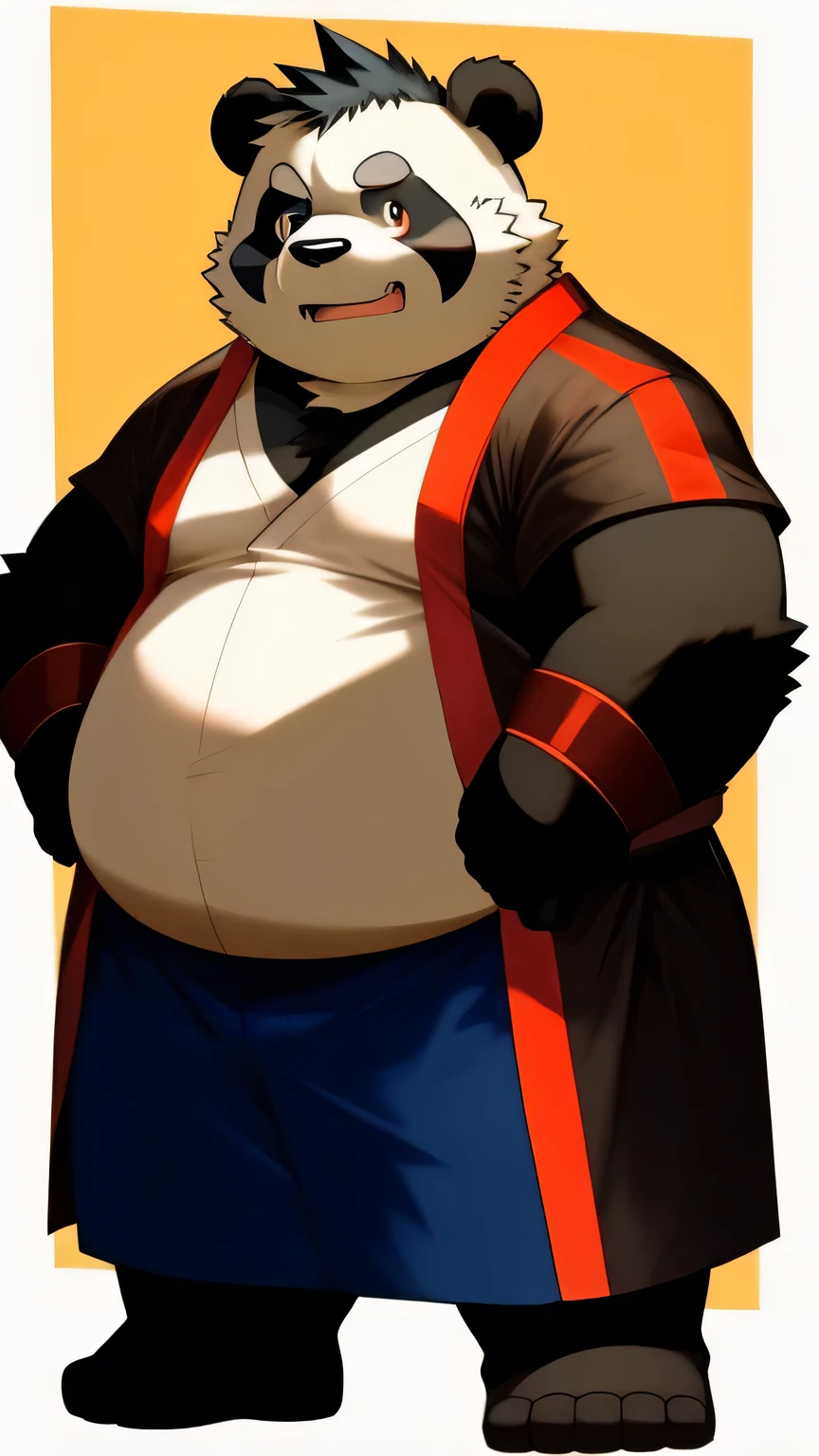 Drencheds style Naruto Shippuden style Chubby fat panda furry art anime photo make it colourful