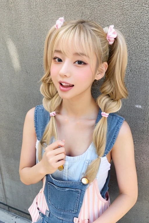 One person、、Full body photo,slender、woman、White drool coming out of the mouth、smile、、Blonde、Short Twin Tails、 Fair skin, messy hair, super cute、Soft and Face、8K resolution、Surreal、Ultra high definition、 A-cup small breasts((Highest resolution、8K、masterpiece:1.3))、Ultra-fine face、Ultra Fine Lips、Beautiful Eyes、double eyelid,Light blue wall、Sleeveless red polo shirt、White Skirt、Thighs、thin,Thighsが見える、Shapely small breasts、sexy、So cute!