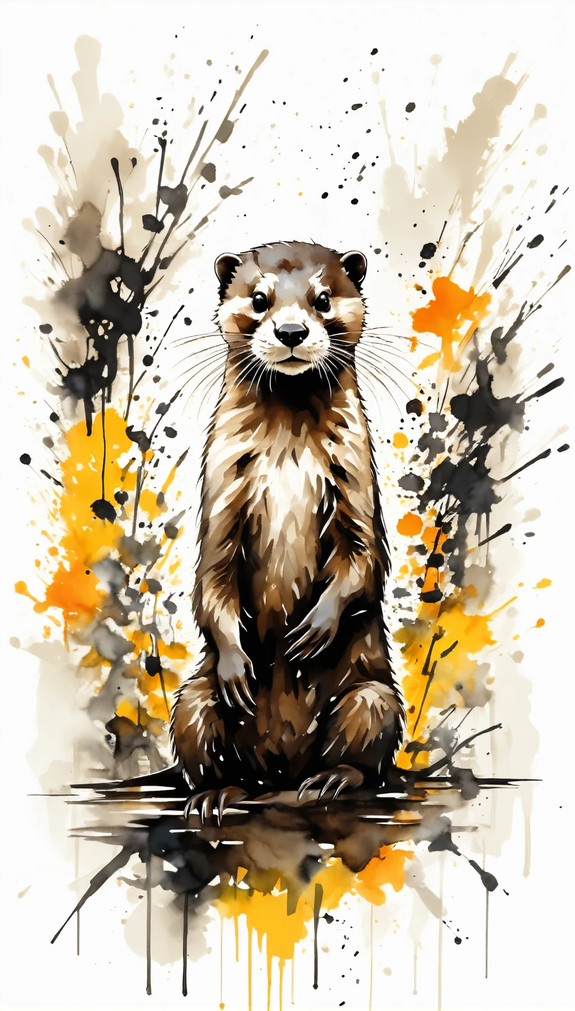 Vector Art, Color illustration with otter, In the center, Vibrant colors，Graffiti Art，ink splatter，Wild and unrestrained，rich and colorful，visual impact,Modern aesthetic super detailed, Intricate details:1.3
