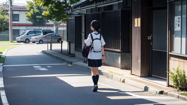 Walking elementary school student、Side shot