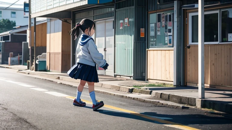 Elementary school student doing robot walking、Shot from the side