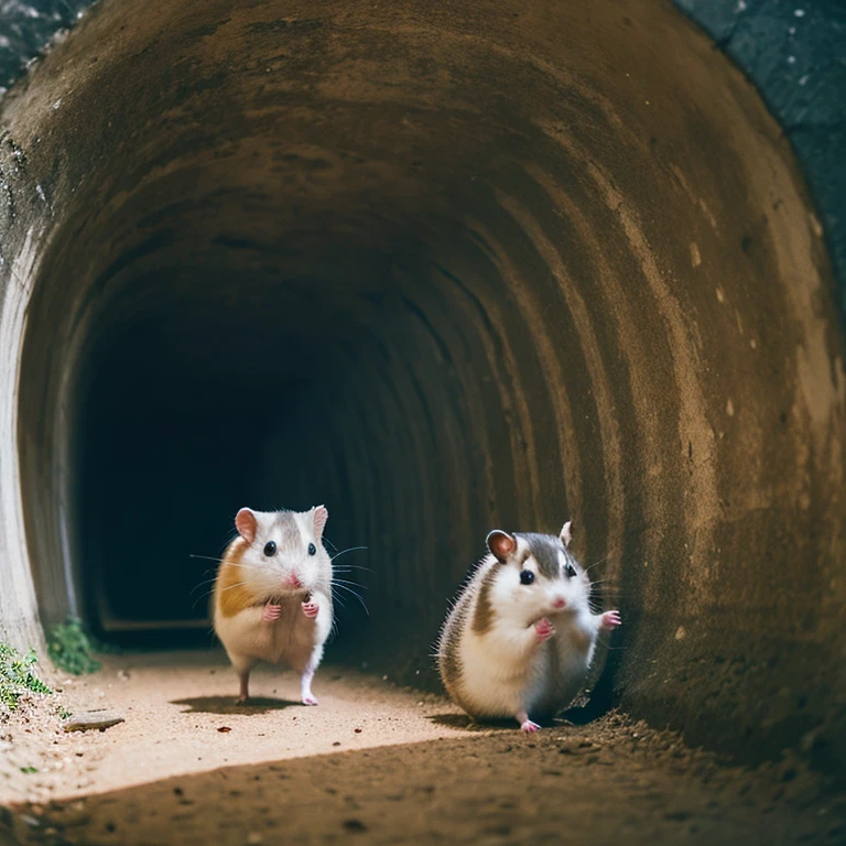 Hamster digging a tunnel